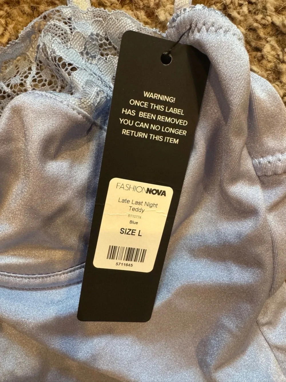 Fashion Nova Late Last Night Teddy Bodysuit NWT Size Large - Picture 6 of 7